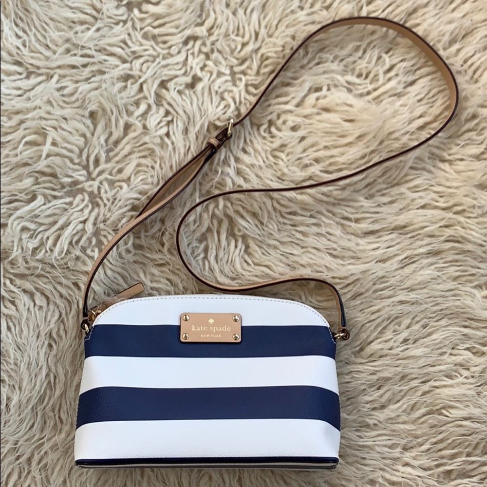 Navy Blue and White Striped Kate Spade Cross Body